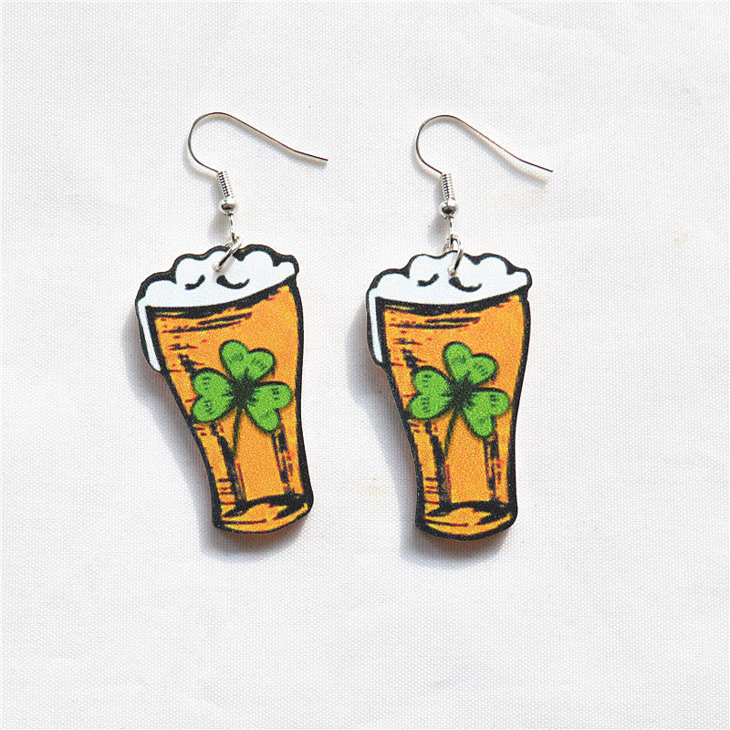 Wholesale St. Patrick's Day Gnome Lucky Shamrock Green Gnome Earrings
